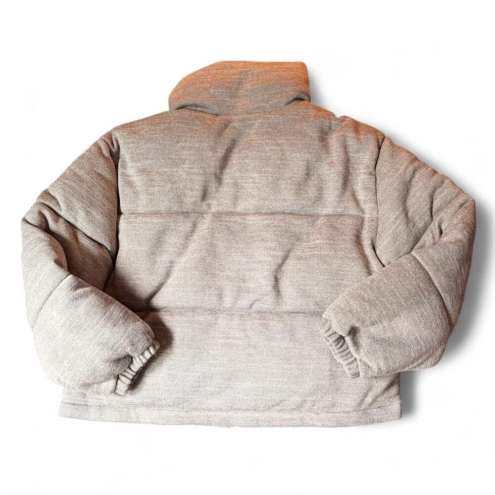 NWT Gap Heather Gray Cropped Puffer Jacket Women’s XXL Adjustable Bubble Hem - Picture 2 of 8